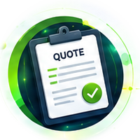 Illustration of a solar quote document with a green approval tick