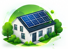 Illustration of a house fitted with a designed solar panel array